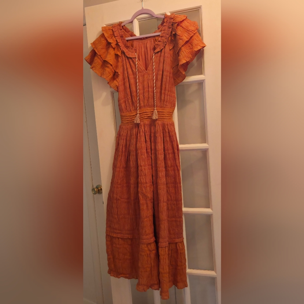 Cleobella Sunset Teracotta Tiered Ruffle Maxi Dress - Picture 3 of 9